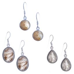 Assorted Shapes Plain Rutilated Quartz Earrings (29 to 33mm H)