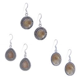 Assorted Shapes Fancy Rutilated Quartz Earrings (30 to 36mm H)