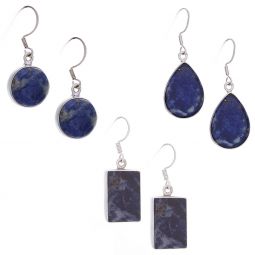 Assorted Shapes Medium Plain Sodalite Earrings (30 to 42mm H)