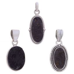 Assorted Oval Rough Tektite Pendant (25 to 34mm H)