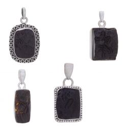 Assorted Rectangular Rough Tektite Pendant (22 to 31mm H)