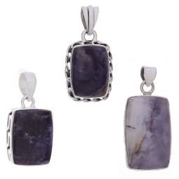 Assorted Rectangular Tiffany Stone Pendant (28 to 34mm H)