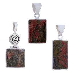 Assorted Rectangular Unikite Pendant (28 to 33mm H)