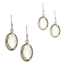 Assorted oval Faceted Yellow Topaz Earrings (29 to 36mm H)