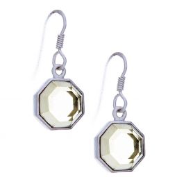 Octogonal Faceted Yellow Topaz Earrings (25mm H)