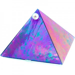 Glass Pyramid Box Plain Blue Iridescent